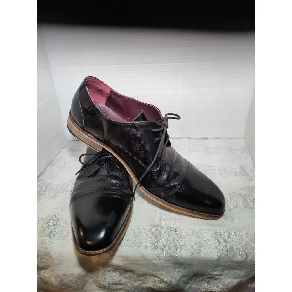VINTAGE FOUNDRY CO. Men's Black‎ Leather Lace-Up Oxford Shoes SZ 10.5 VF1004-SE